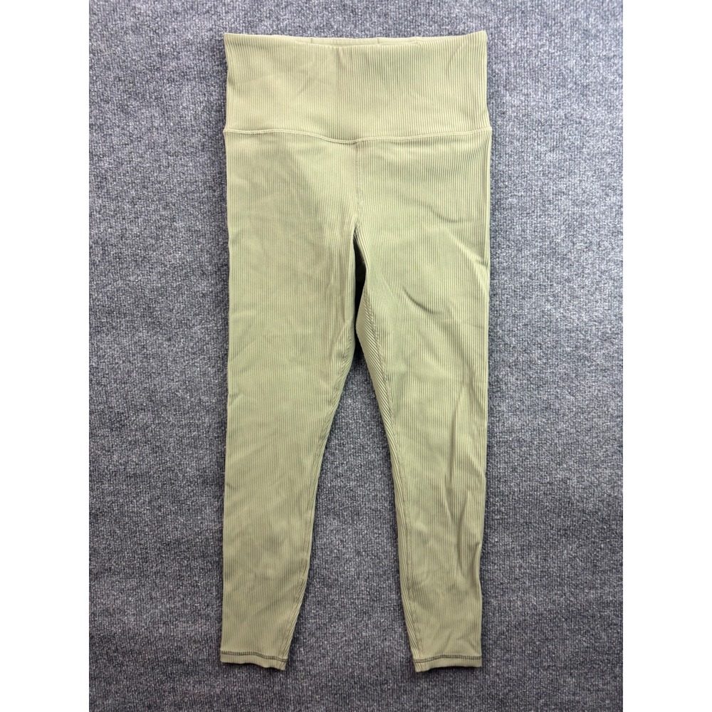Athleta Elation Rib Tight Women M Green Olive High Rise Yoga Leggings